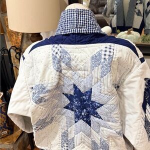 Blue and White Quilted Lonestar pattern Jacket
